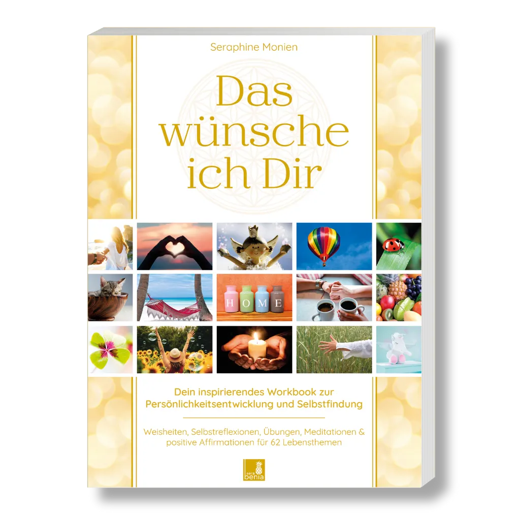 Vorderseite des Workbooks 'Das wünsche ich Dir' von Seraphine Monien, Cover mit Collage.